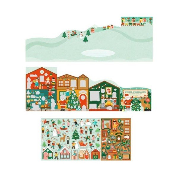 Skládací deska se samolepkami z recyklovaného papíru a rostlinného inkoustu Petit collage Fairy Winter Wonder-image-1