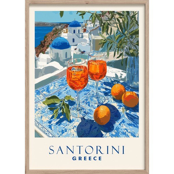 Dipinto stampato con cornice inclusa 50x70 cm Santorini – Styler