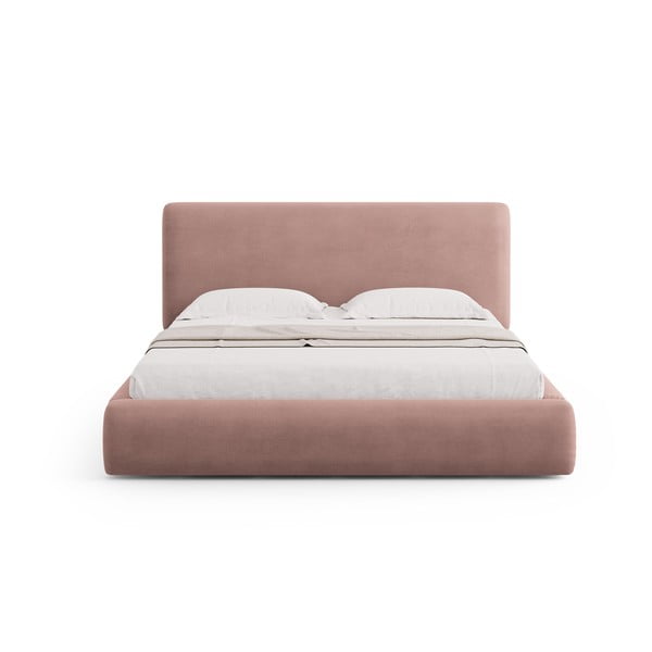 Letto matrimoniale imbottito rosa con contenitore e doghe 140x200 cm Colonel - Cosmopolitan Design-image-3