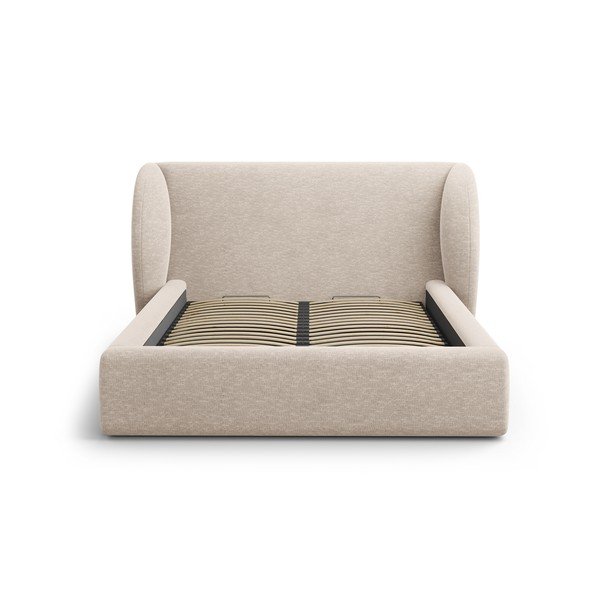 Letto matrimoniale imbottito beige con contenitore con rete inclusa 160x200 cm Miley – Micadoni -image-4
