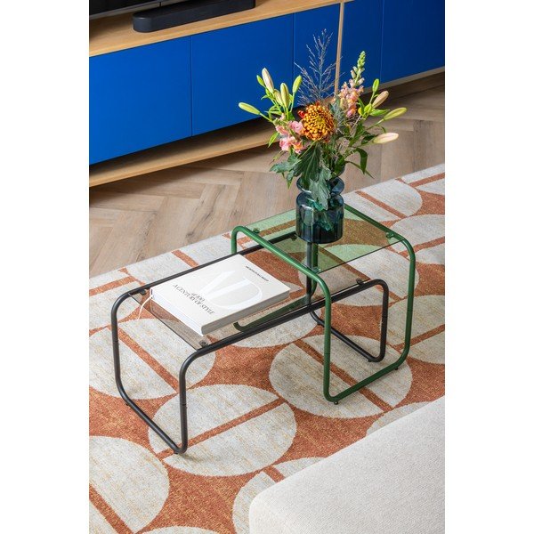 Tavolino da salotto nero con piano in vetro 40x80 cm Ventana – Leitmotiv-image-1