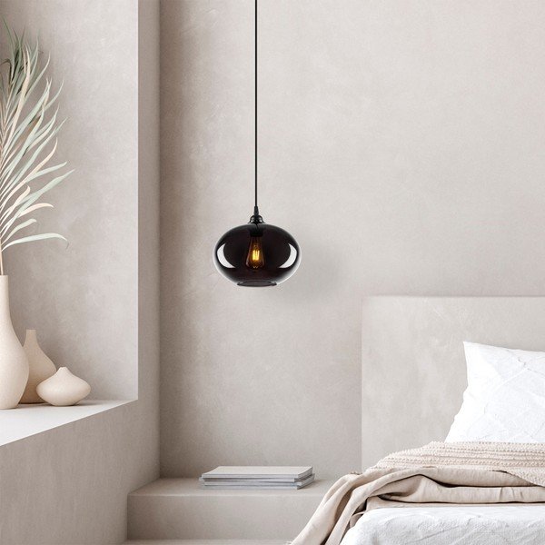 Lampadario nero con paralume in vetro ø 27 cm Smoked – Opviq lights-image-2