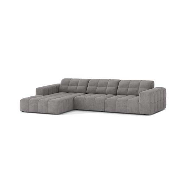 Divano angolare grigio (con penisola a sinistra/con chaise lounge) con rivestimento in ciniglia Chicago – Cosmopolitan Design-image-1