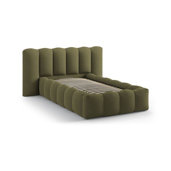 Letto singolo imbottito color kaki con contenitore con rete inclusa 90x200 cm Lupine – Micadoni -image-2