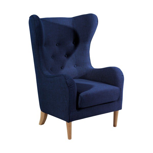 Poltrona in lino con orecchie blu scuro Miriam - Max Winzer