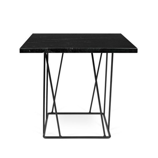 Tavolino in marmo nero con gambe nere Helix, 50 x 50 cm - TemaHome