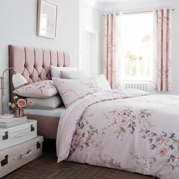 Biancheria da letto rosa estesa per letto matrimoniale 230x220 cm Canterbury Floral - Catherine Lansfield-image-1