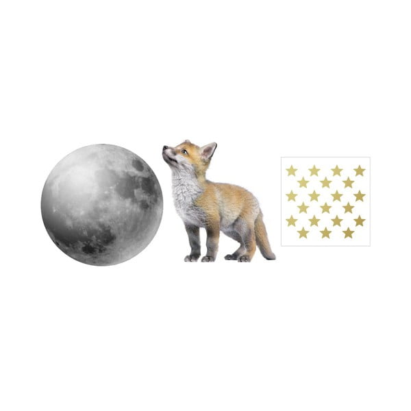 Set di adesivi murali La piccola volpe e la sua amica luna Little Fox and His Friends - Dekornik