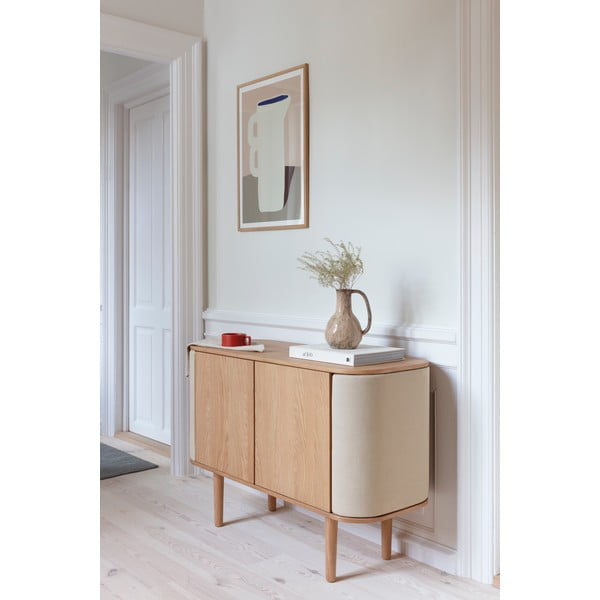 Cassettiera bassa in rovere decorata in beige e naturale 109x75 cm Treasures - UMAGE-image-1