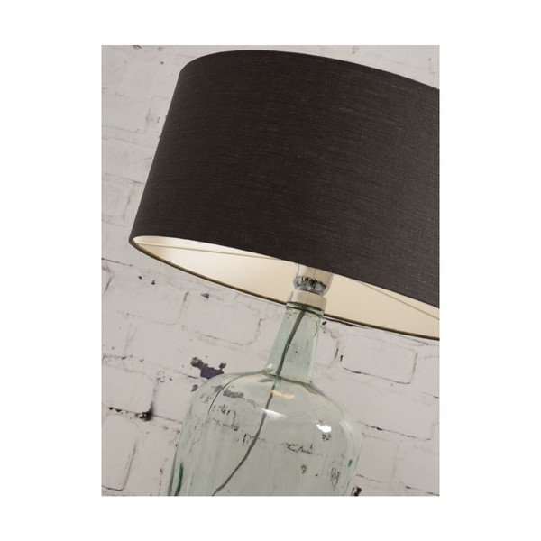 Lampada da tavolo con paralume grigio scuro e struttura in vetro riciclato di Murano, ⌀ 30 cm - Good&Mojo-image-1