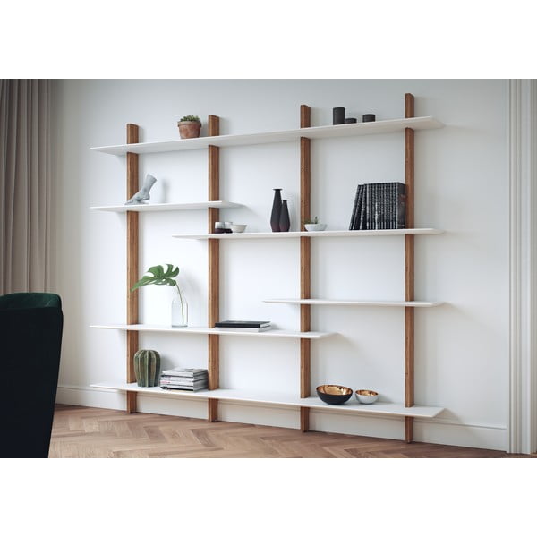 Scaffale modulare in rovere decorato in bianco e naturale 224x190 cm Bridge - Tenzo-image-4