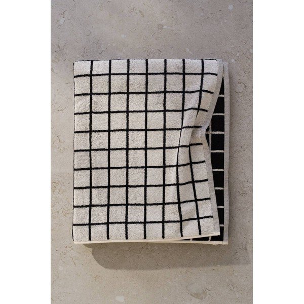 Asciugamano nero/beige in cotone 90x150 cm Grid – Jotex-image-1