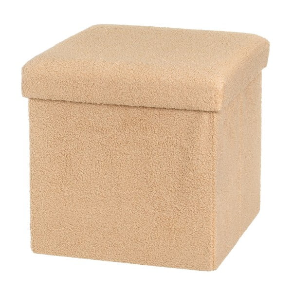 Poggiapiedi marrone chiaro con rivestimento in bouclé Folding – Casa Selección