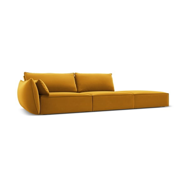 Divano color senape con penisola a sinistra con rivestimento in velluto 264 cm Vanda – Mazzini Sofas-image-2