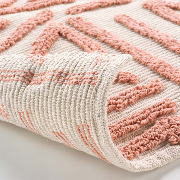 Tappeto lavabile rosa e crema 60x90 cm Athena - douceur d'intérieur-image-3