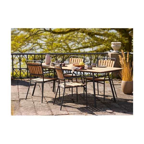 Sedie da esterno in set di colore naturale in legno massiccio/in metallo 2 pz Cleveland – House Nordic-image-3