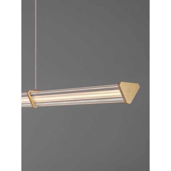 Lampadario LED oro opaco in metallo con paralume in vetro acrilico con intensità regolabile Pheme – Nova Luce-image-2