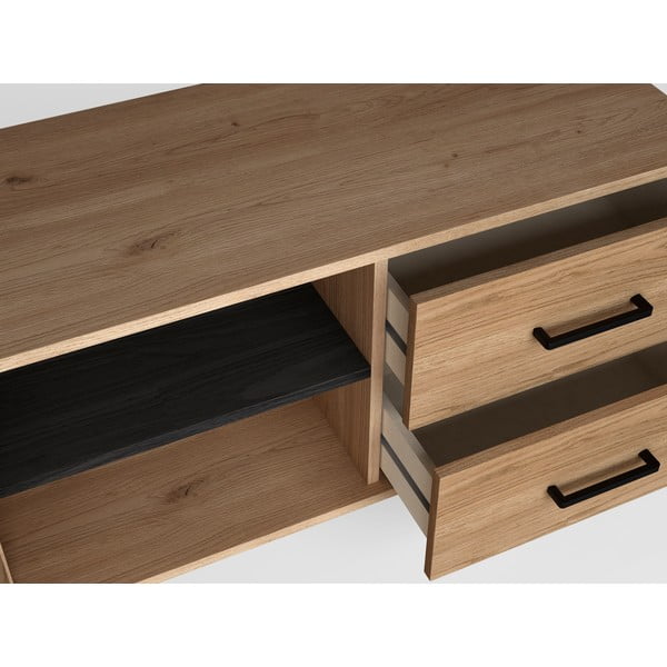 Tavolo TV nero in rovere 181x53 cm Natura - Marckeric-image-4