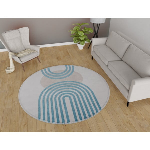 Tappeto rotondo blu/grigio ø 80 cm - Vitaus-image-1