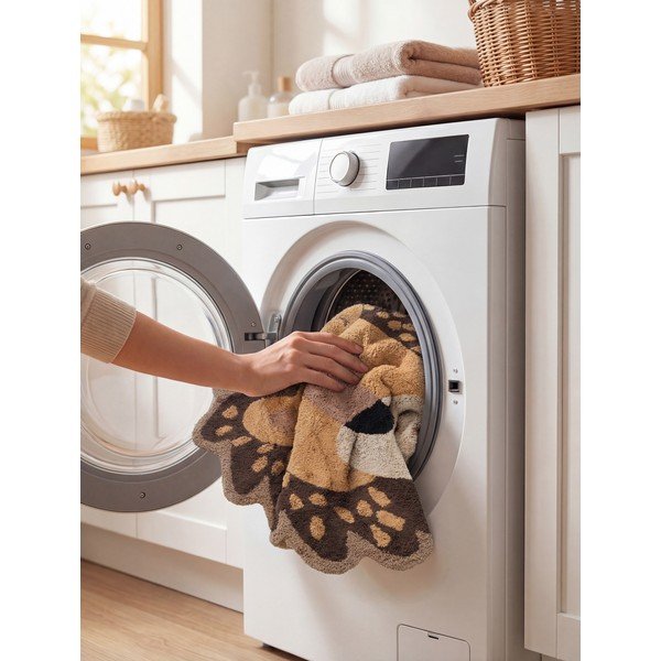 Tappeto per bambini arancione/marrone in cotone lavabile/tessuto a mano 120x125 cm Snuggle Roary – Hanse Home-image-2