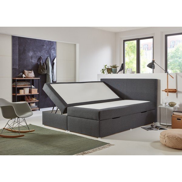 Letto boxspring grigio con contenitore 180x200 cm Harry - Rojaplast-image-2