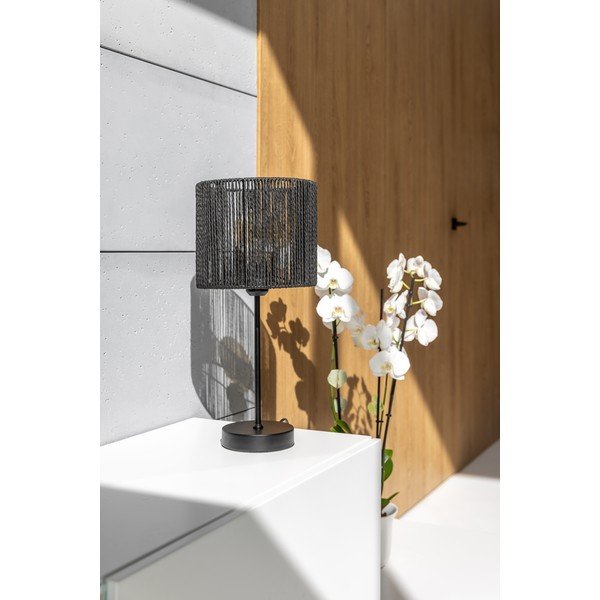 Lampada da tavolo nera con paralume in canna (altezza 48 cm) Foresto - GTV-image-2