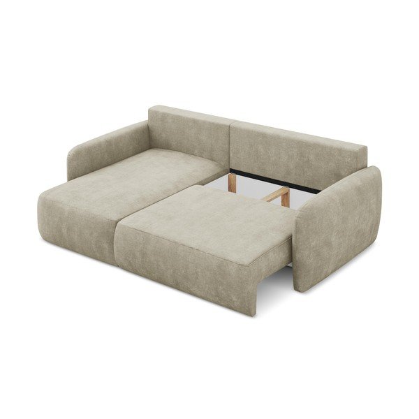 Divano angolare beige allungabile/con contenitore (con penisola a sinistra/con chaise lounge) con rivestimento in ciniglia Lilo – Makamii-image-3