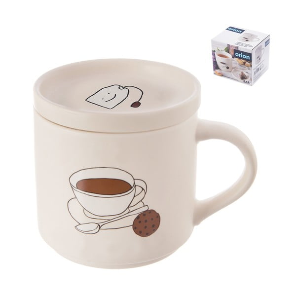 Tazza con coperchio bianca in porcellana 450 ml – Orion-image-2