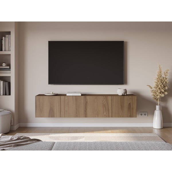 Mobile TV di colore naturale con effetto rovere 180x38x35 cm Daroca – Marckeric-image-1