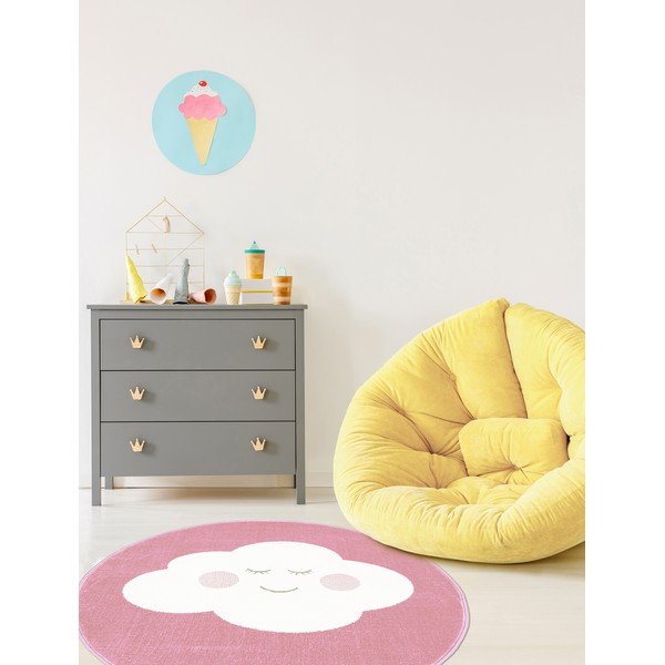 Tappeto rosa per bambini ø 100 cm Soft - FD-image-1