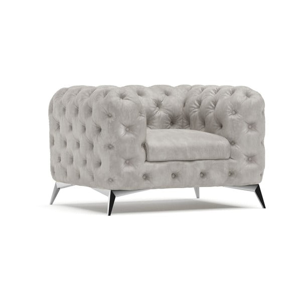 Poltrona grigio chiaro con rivestimento in velluto Chelsea – Ropez