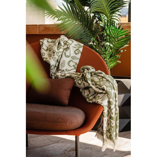 Plaid verde scuro con cotone Lino estivo, 140 x 180 cm Mykonos - Euromant-image-2