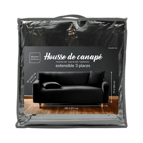 Copridivano nero con rivestimento elastico per divano a 3 posti Mila – douceur d'intérieur-image-3