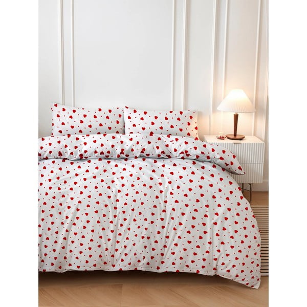 Biancheria da letto rossa/bianca per letto singolo 140x200 cm Love Heart – Mijolnir