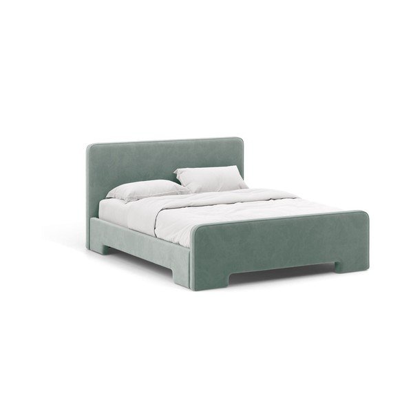 Letto matrimoniale imbottito azzurro con rete inclusa 160x200 cm Eda – Micadoni 