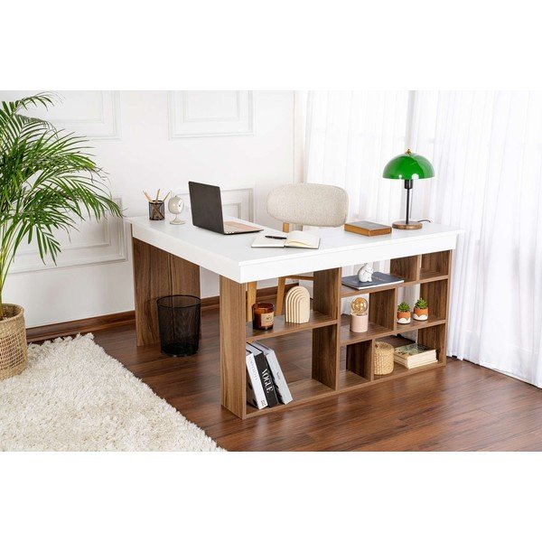 Scrivania angolare con effetto noce 120x130 cm Vesper – Kalune Design-image-2