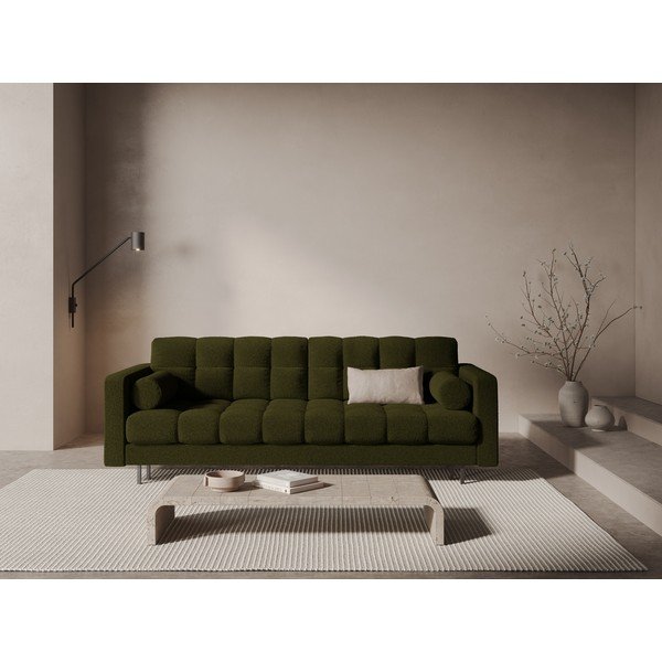 Divano verde allungabile/con contenitore con rivestimento in bouclé 222 cm Bali – Cosmopolitan Design-image-1