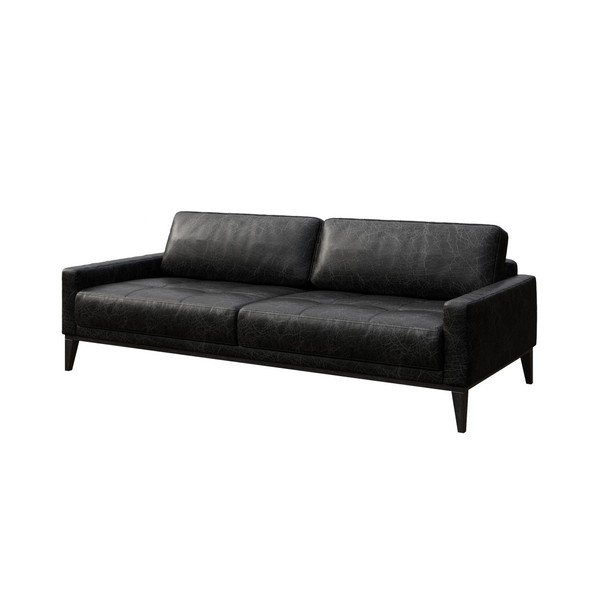Divano in pelle nera Musso Tufted, 210 cm - MESONICA-image-2