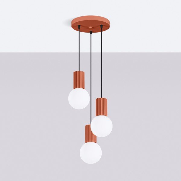 Lampadario color terracotta in metallo con paralume in vetro ø 25 cm Orbital – Sollux-image-2