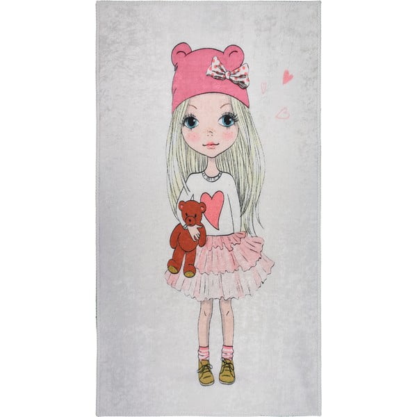 Tappeto per bambini lavabile 80x120 cm Cute Girl and the Bear – Vitaus