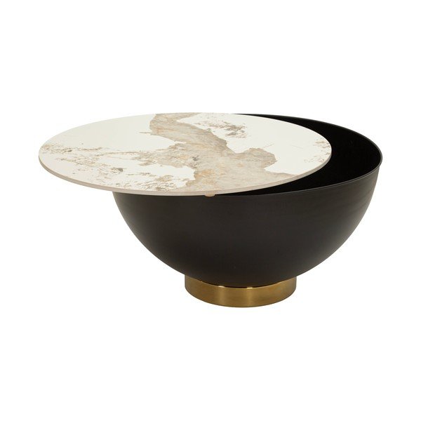 Tavolino da salotto rotondo marrone in metallo ø 73 cm Glam – Mauro Ferretti-image-3