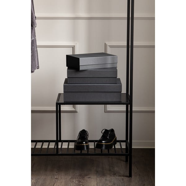 Scatole in set con coperchio grigio scuro in cartone 3 pz 42,5x29,5x13 cm Kian Paper Laminate – Bigso-image-2