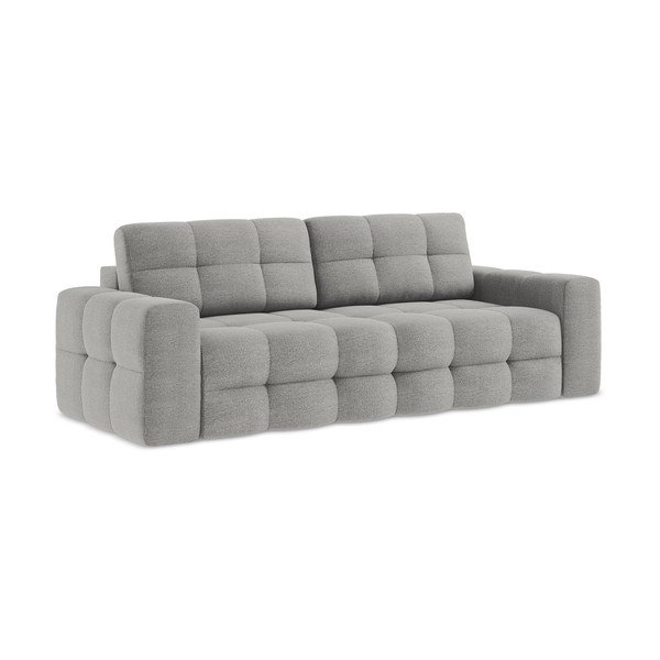 Divano grigio allungabile con rivestimento in bouclé 255 cm Milu – Makamii-image-1