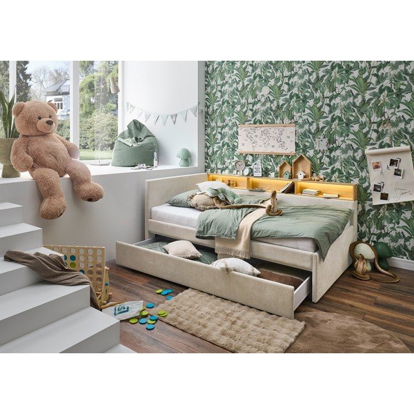 Letto da bambini con sponde beige con contenitore rete non inclusa 90x200 cm Uno – Meise Möbel-image-2
