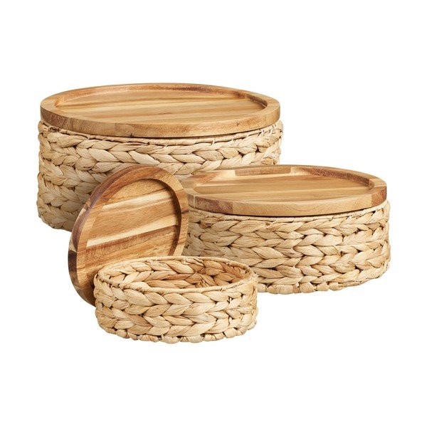 Set di cesti in giacinto d'acqua 3 pz ø 30x15 cm Botofte – House Nordic-image-4