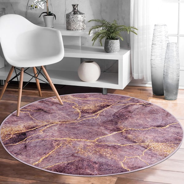 Tappeto rotondo lavabile rosa adatto ai robot aspirapolvere ø 80 cm Comfort - Mila Home-image-4