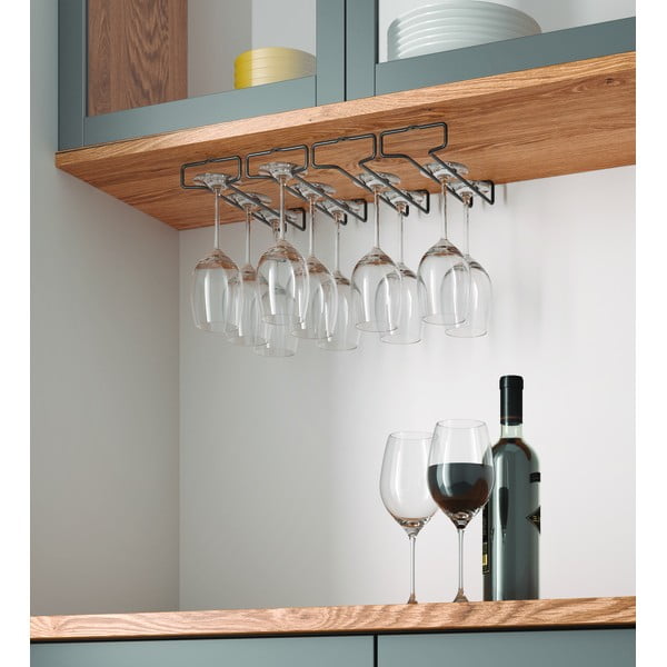 Set di 2 portabicchieri da vino in acciaio inox da parete Lava - Metaltex-image-2