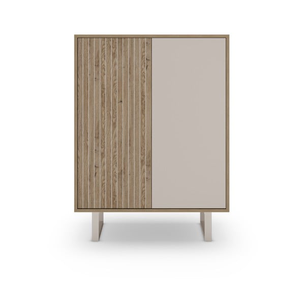 Mobile in rovere decorato in colore grigio-naturale 90x120 cm Millay - Marckeric-image-4