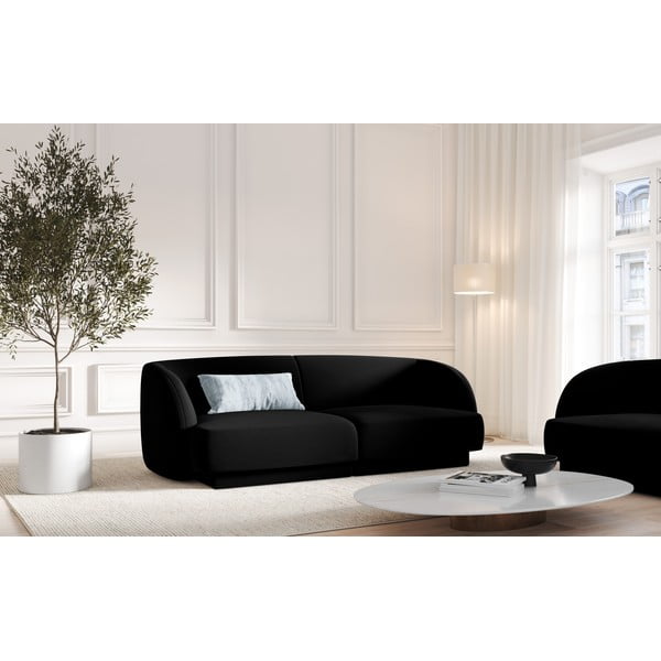 Divano in velluto nero 184 cm Miley - Micadoni Home-image-3