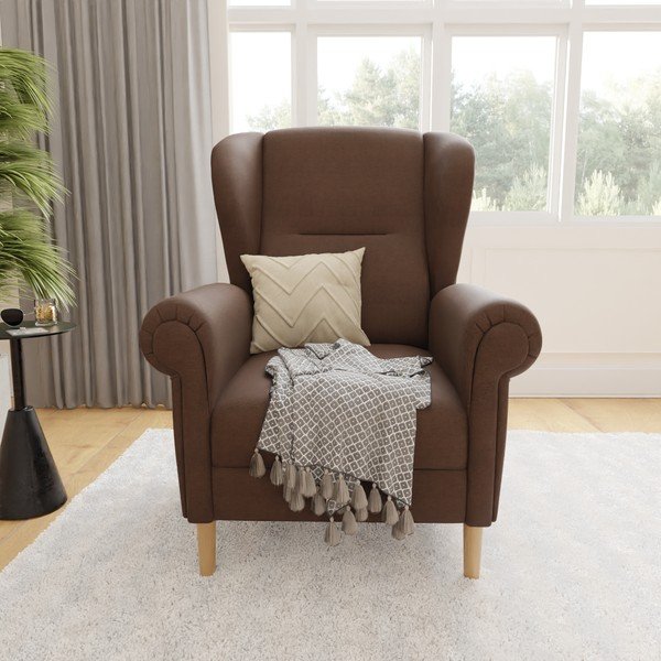 Poltrona con braccioli marrone scuro Swan – Ropez-image-1